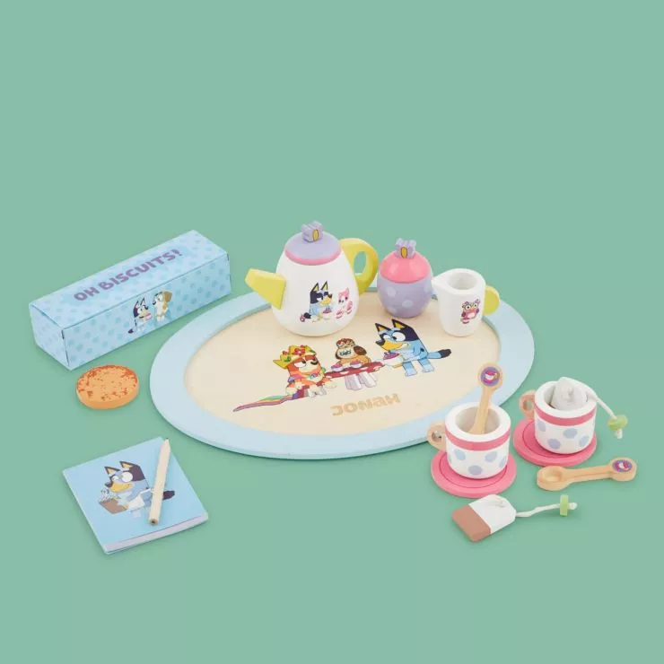 Personalised Bluey Wooden Tea Party Set