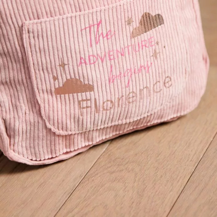 Personalised Cloud Design Pink Cord Mini Backpack