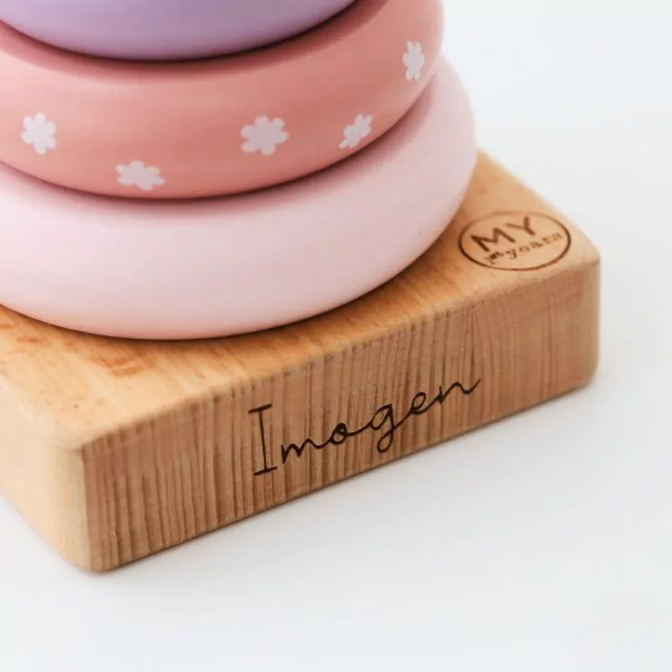 Personalised Pink Wooden Bunny Stacker Toy