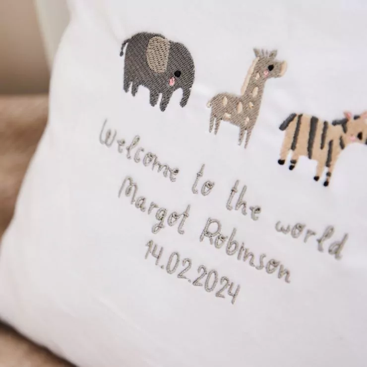 Personalised Welcome to the World Cushion
