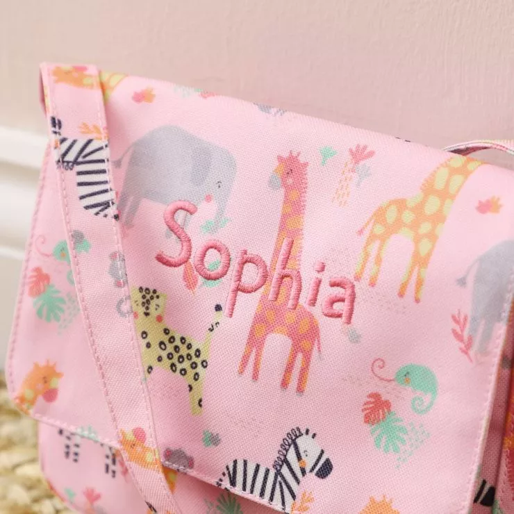 Personalised Pink Safari Print Handbag