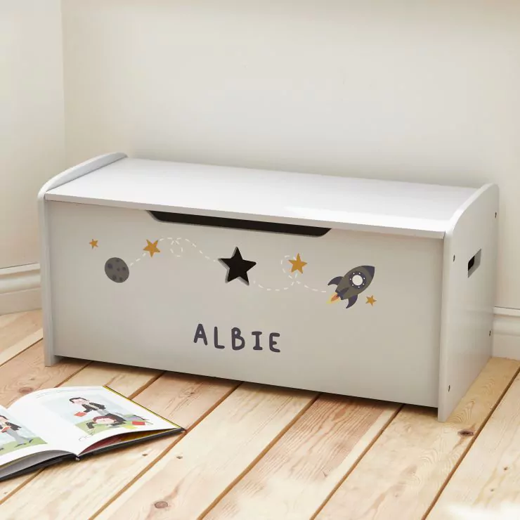 Personalised Large Grey Space Toy Box