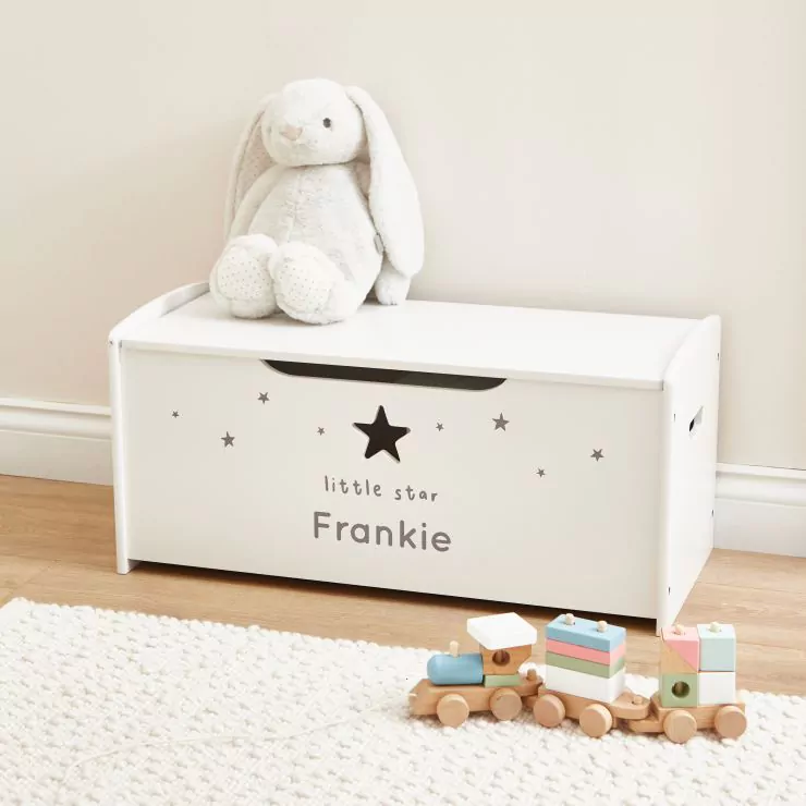 Personalised Large White Star Toy Box