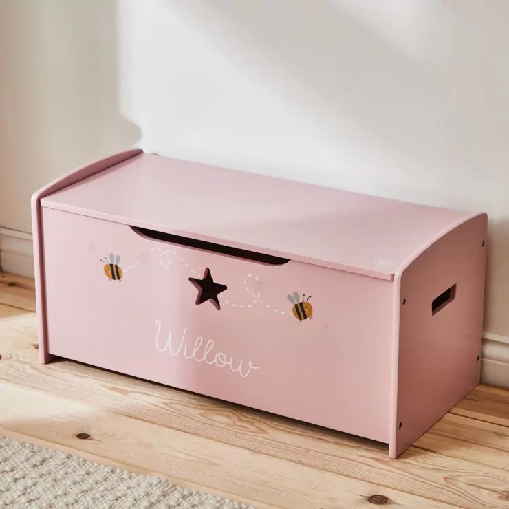 Personalised Large Pink Bee Toy Box