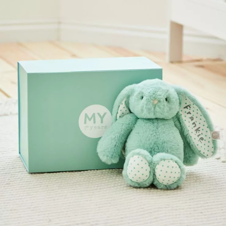 Personalised My 1st Years Gift Box Blue Bunny Soft Toy