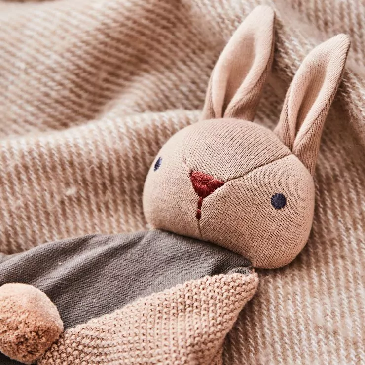 Personalised Taupe ThreadBear Bunny Toy & Comforter Set