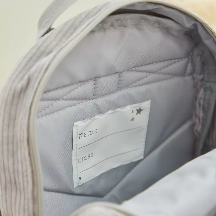 Personalised Biscuit Bear Grey Cord Mini Backpack