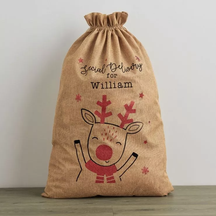 Personalised Special Delivery Hessian Christmas Sack
