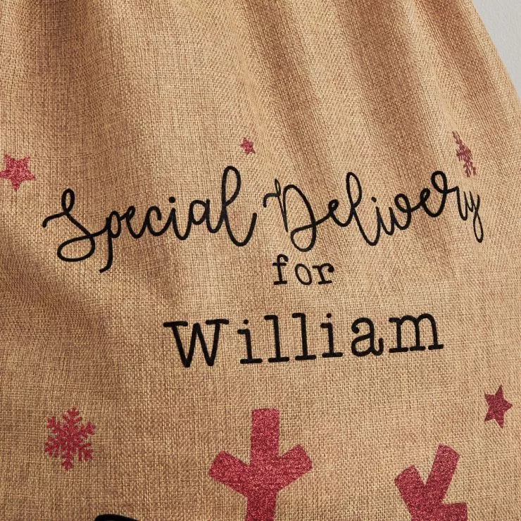 Personalised Special Delivery Hessian Christmas Sack - Personalisation