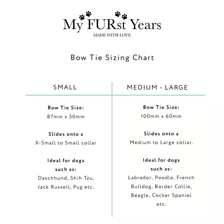 Bow Tie Sizing Chart