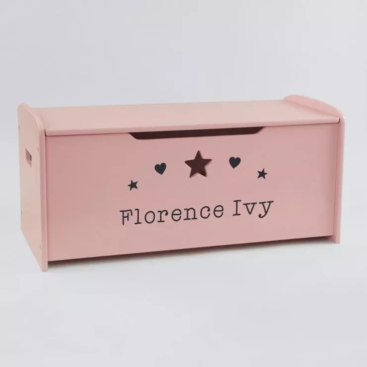 Personalised Large Pink Hearts Design Toy Box