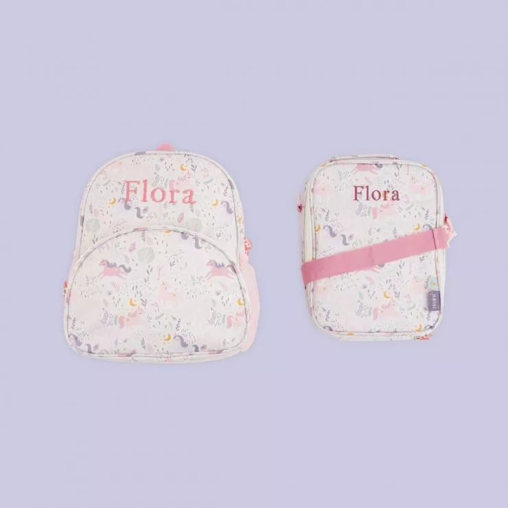 Personalised Pink Magical Unicorn Medium Backpack and Lunchbox