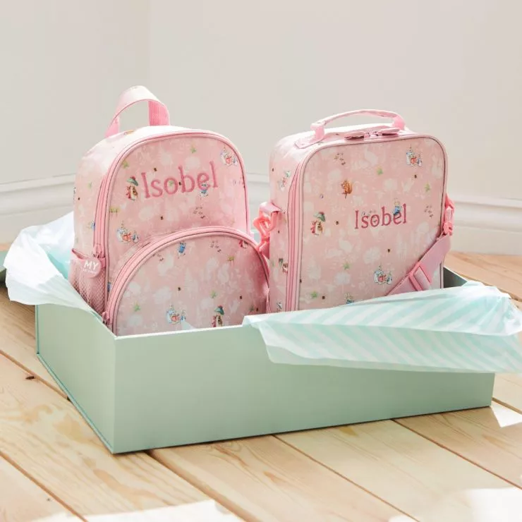 Personalised Pink Flopsy Bunny Backpack & Lunch Bag Set