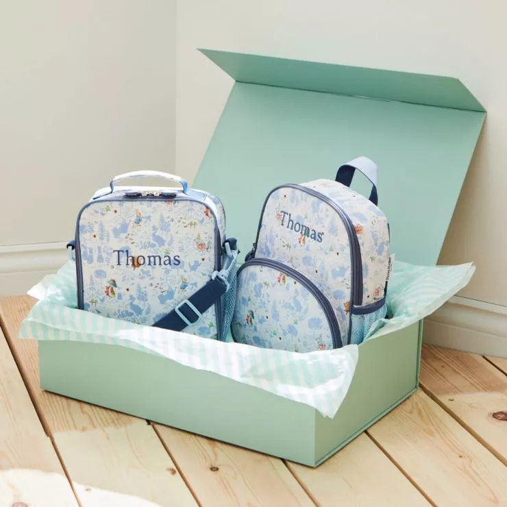 Personalised Blue Peter Rabbit Backpack & Lunch Bag Set