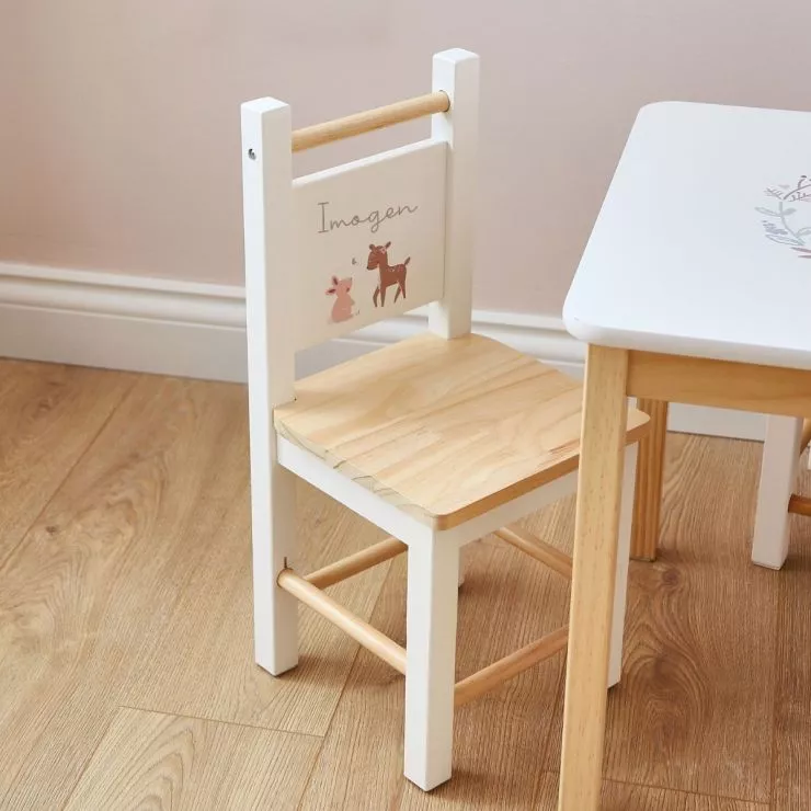 Personalised Woodland Animals Table and Chairs Set