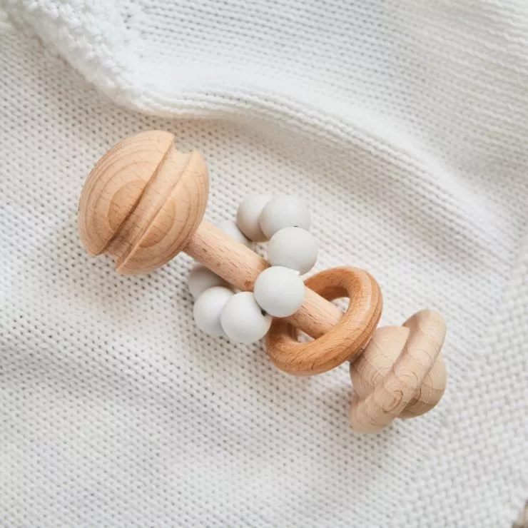 Personalised Bambino Wooden Rattle Teether Toy