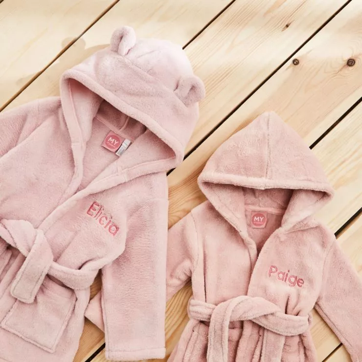 Personalised Pink Hooded Fleece Robe