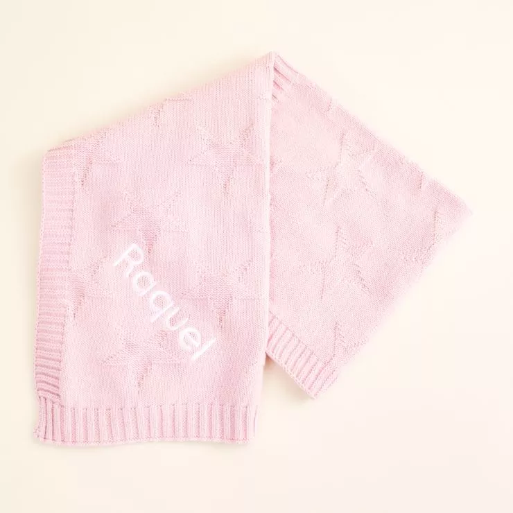 Personalised Pink Star Jacquard Blanket
