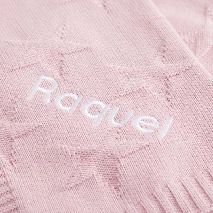 Personalised Pink Star Jacquard Blanket Personalisation