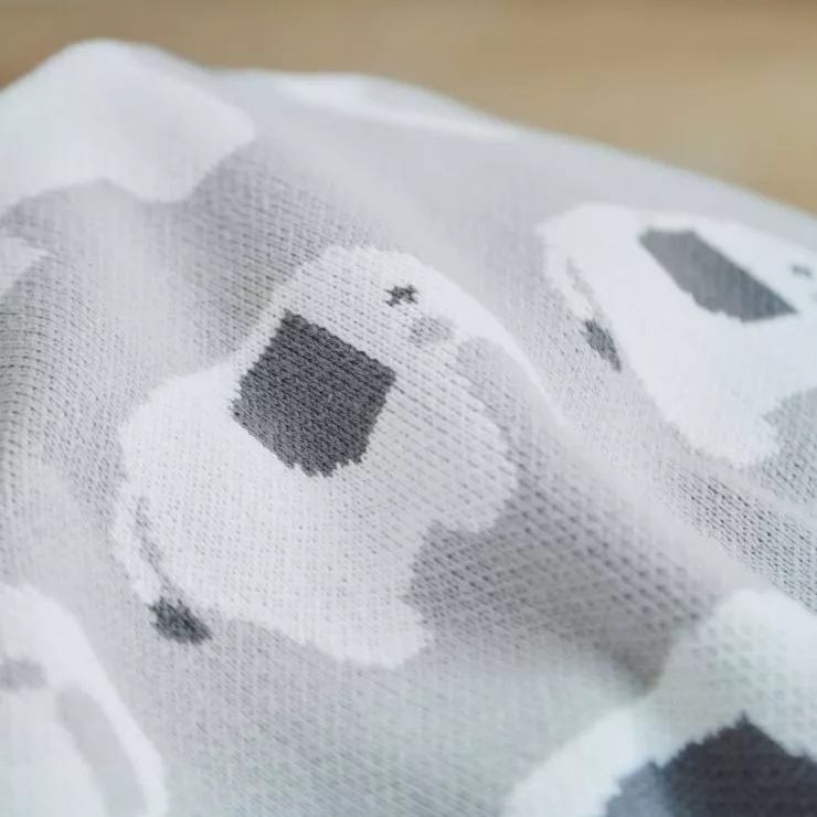 Personalised Grey Elephant Knitted Intarsia Blanket