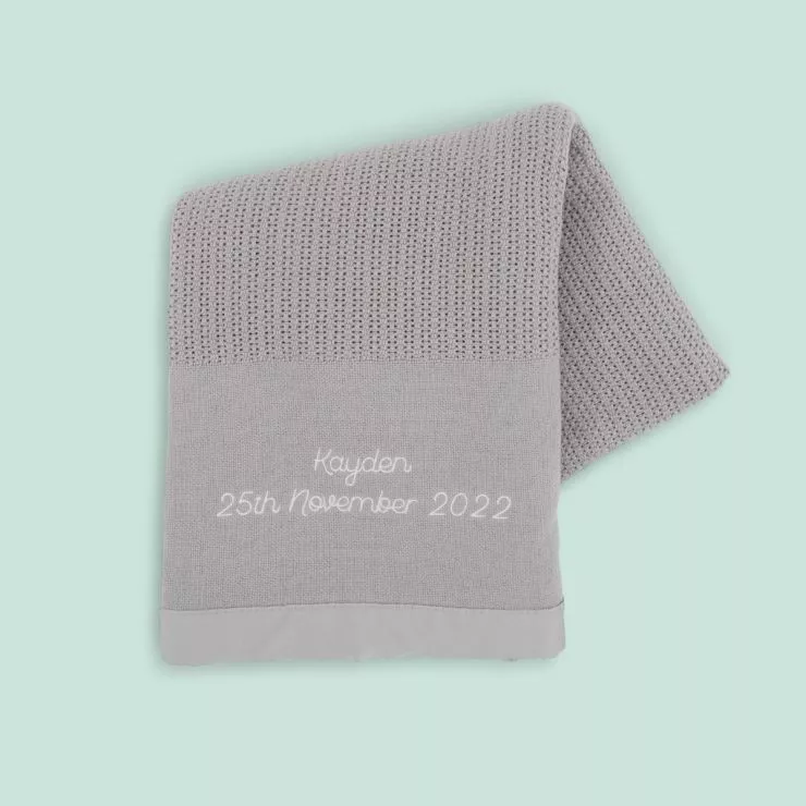 Personalised Grey Cellular Blanket