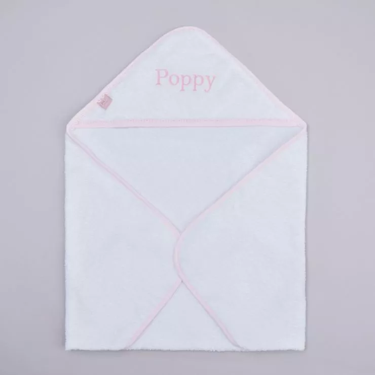 Personalised Pink Picot Trim Hooded Towel