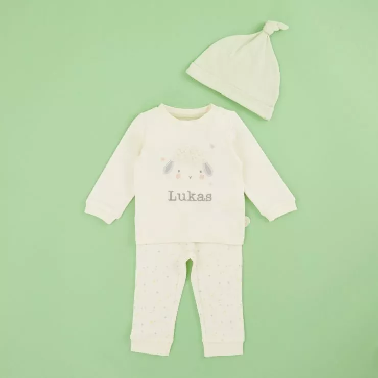 Personalised Embroidered Little Lamb Jersey Outfit Set (3 piece)