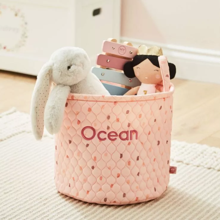 Personalised Medium Pink Polka Dot Storage Bag