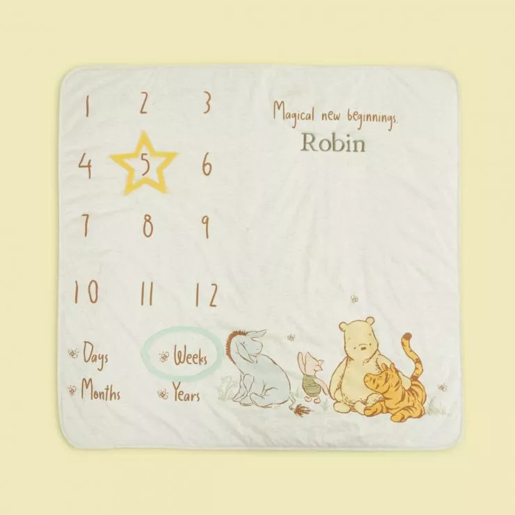 Personalised Winnie The Pooh Milestone Blanket