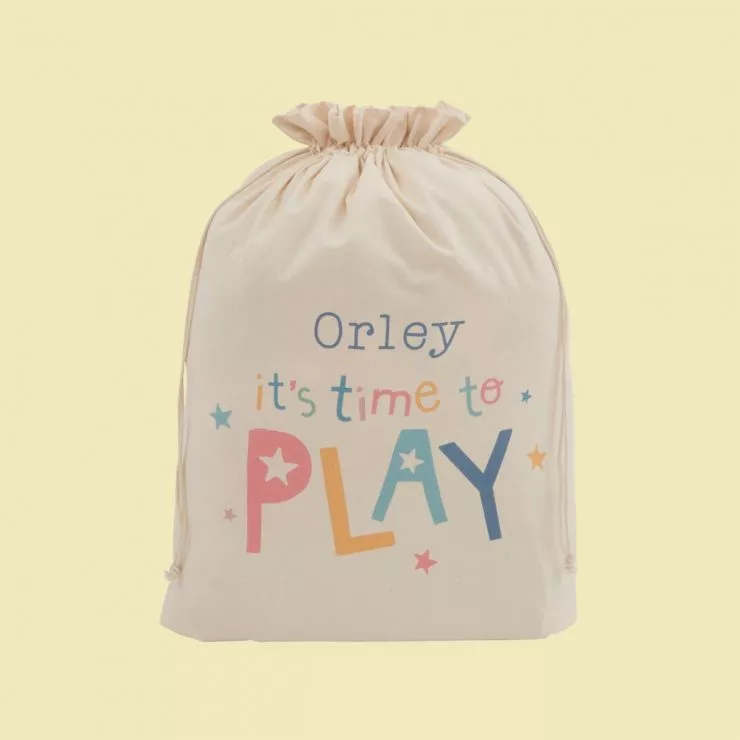 Personalised Colourful ‘It’s Time To Play’ Storage Sack