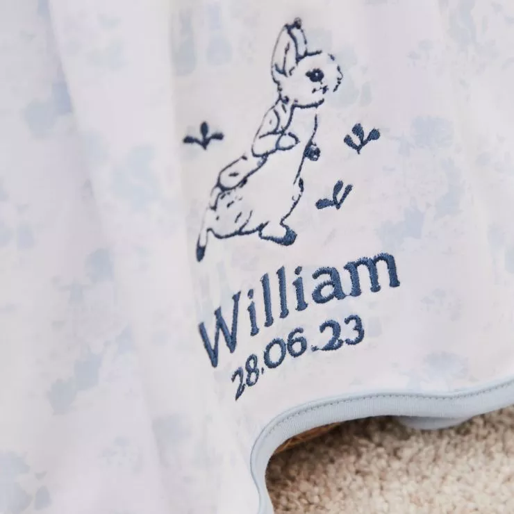 Personalised Peter Rabbit Print Jersey Blanket