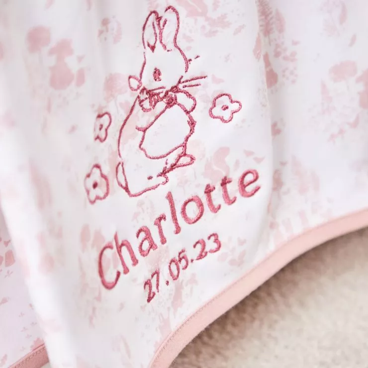 Personalised Flopsy Bunny Print Jersey Blanket