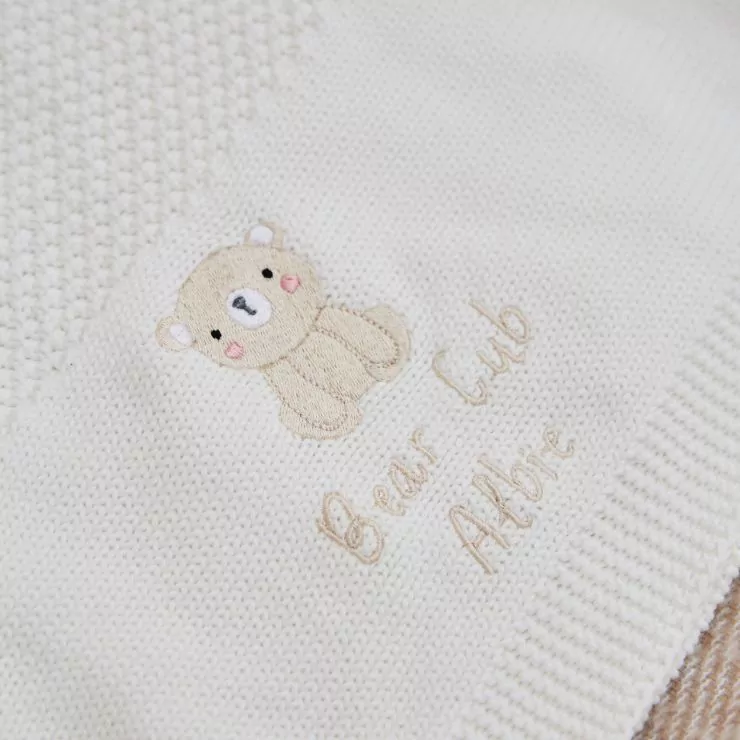 Personalised Biscuit Bear Ivory Shawl