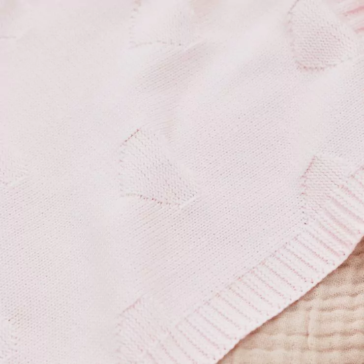 Personalised Pale Pink Heart Jacquard Blanket
