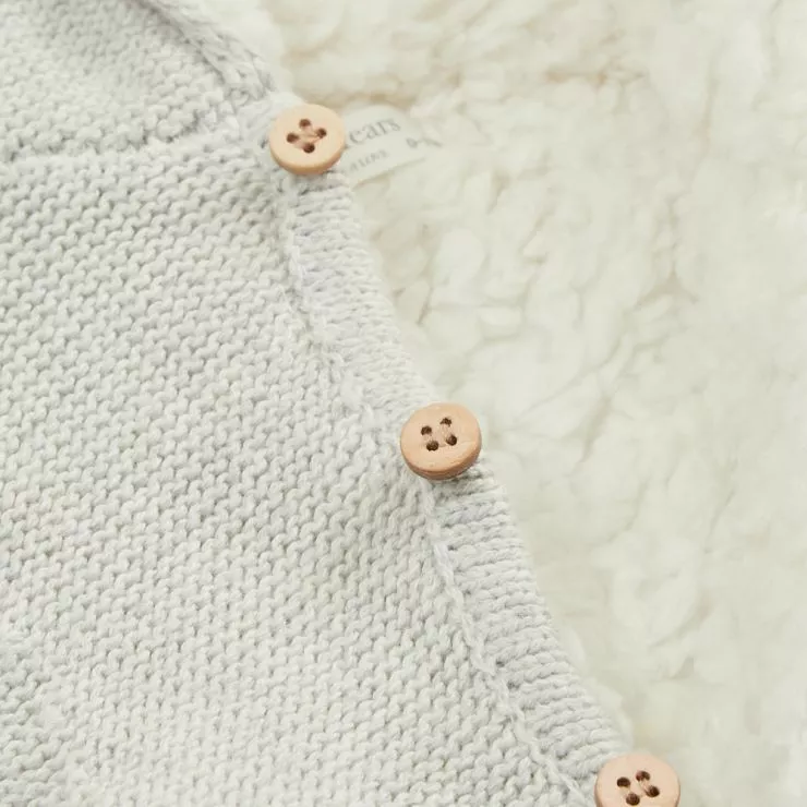Personalised Grey Knitted Baby Romper Detail
