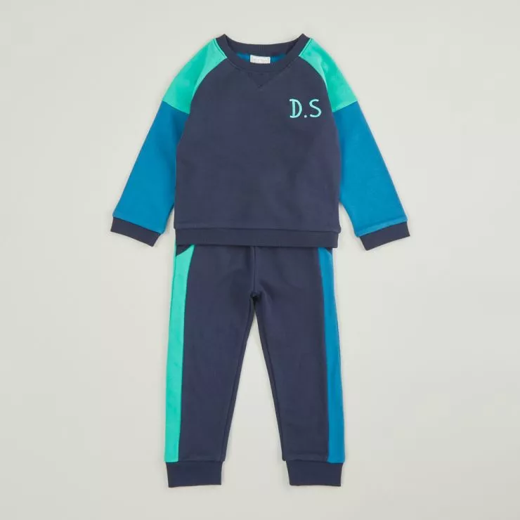 Personalised Blue Colour Block Tracksuit