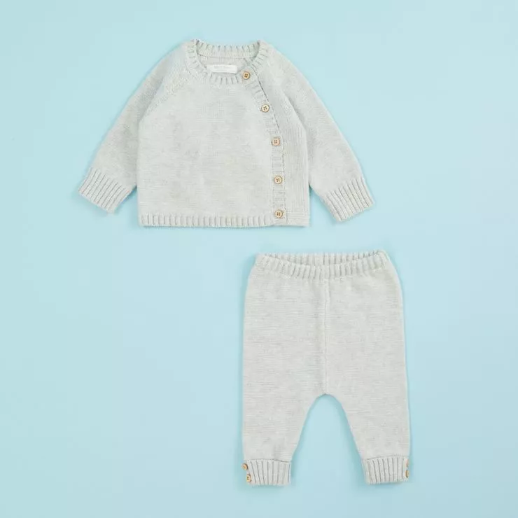 Grey Knitted Baby Outfit Set