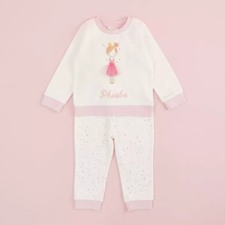 Personalised Pink Princess Pyjama Set Flat