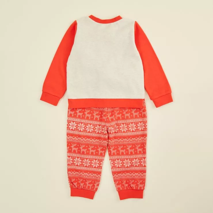 Personalised Red Reindeer Christmas Pyjama Set Back