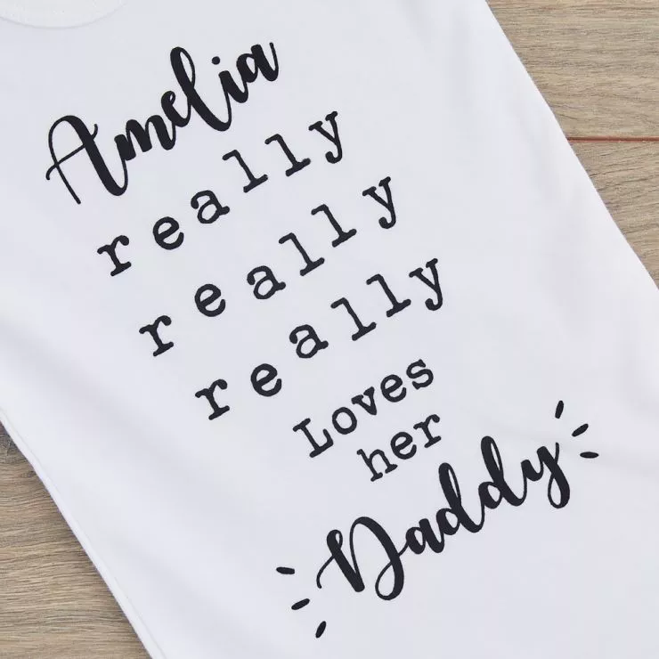  Personalised Really Loves Daddy White Bodysuit Detail