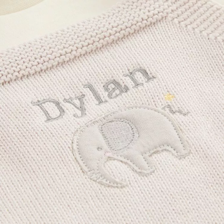 Personalised Elephant Design Knitted 3 Piece Outfit Set