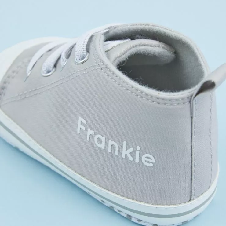 Personalised Grey Baby High Top Shoes