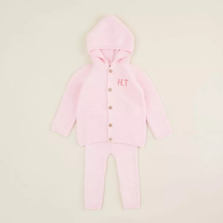 Personalised Pink 2 piece Knitted Outfit Set