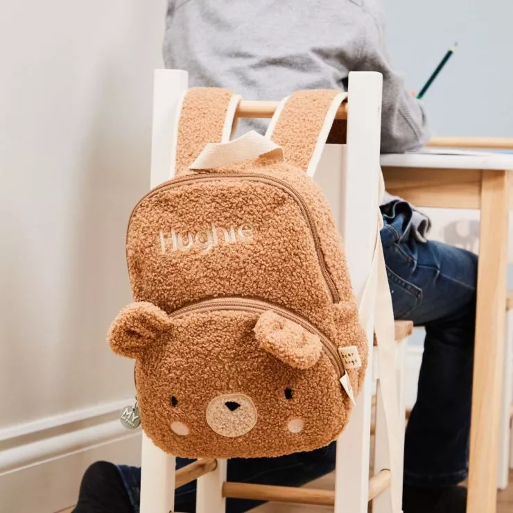 Personalised Fluffy Bear Character Mini Backpack