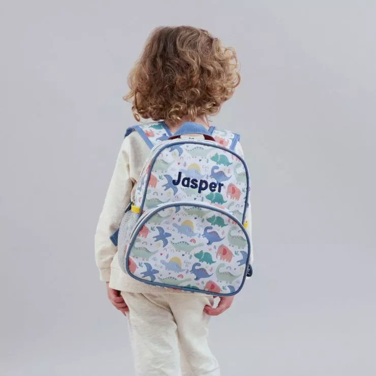 Personalised Colourful Dinosaur Print Mini Backpack