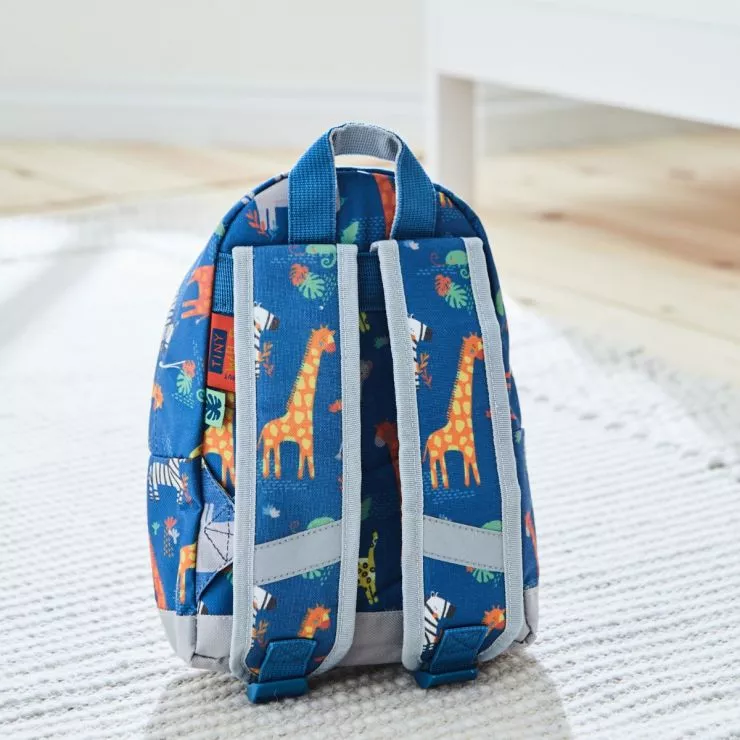 Personalised Navy Safari Print Classic Mini Backpack