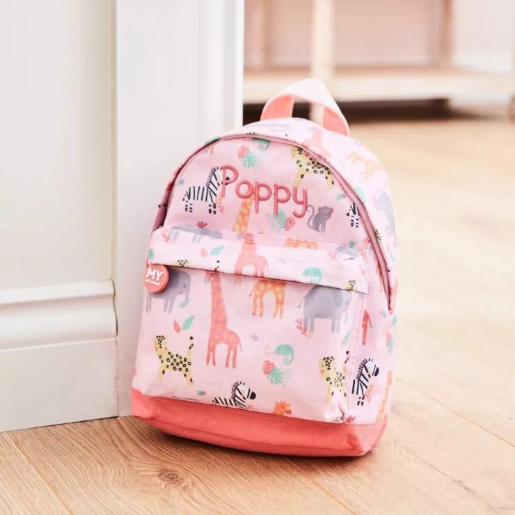 Personalised Pink Safari Print Classic Mini Backpack