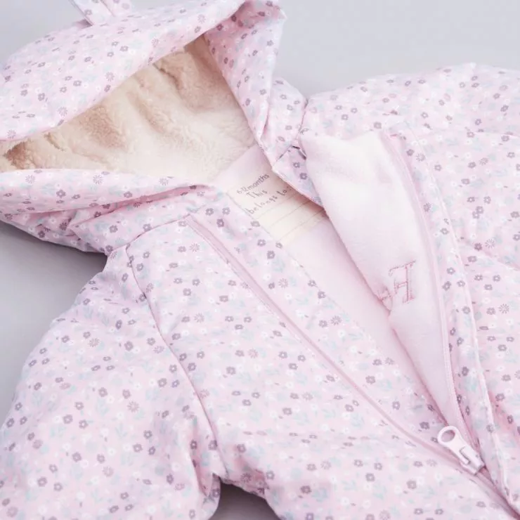 Personalised Pink Bunny Snowsuit