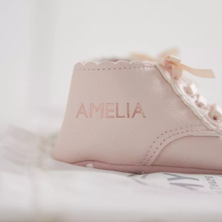 Personalised Pink Leather Booties