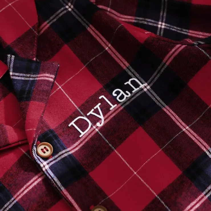 Personalised Traditional Red Checkered Pyjamas